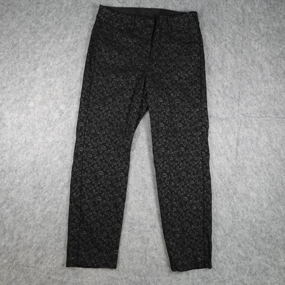 Lane Bryant Pants Women 14 Black Silver Glitter Floral Dress Office Workwear